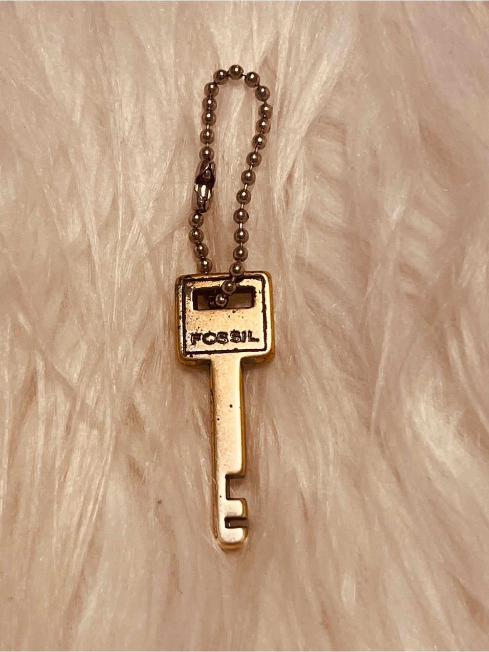 Fossil vintage  Gold-Tone Key Charm on Bead Chain